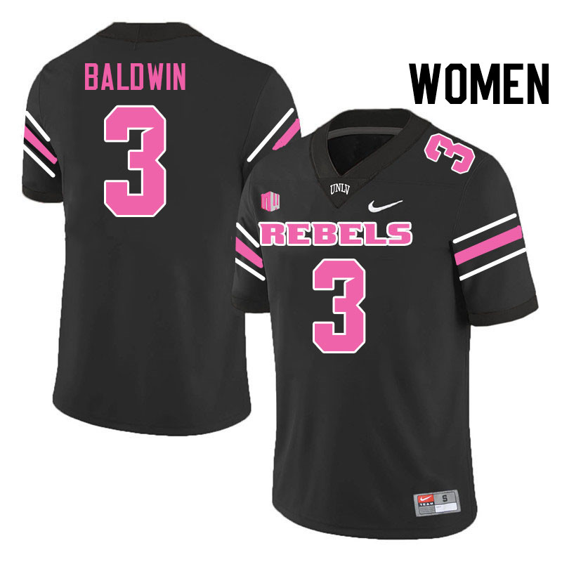 Women #3 Johnathan Baldwin UNLV Rebels College Football Jerseys Stitched-Black